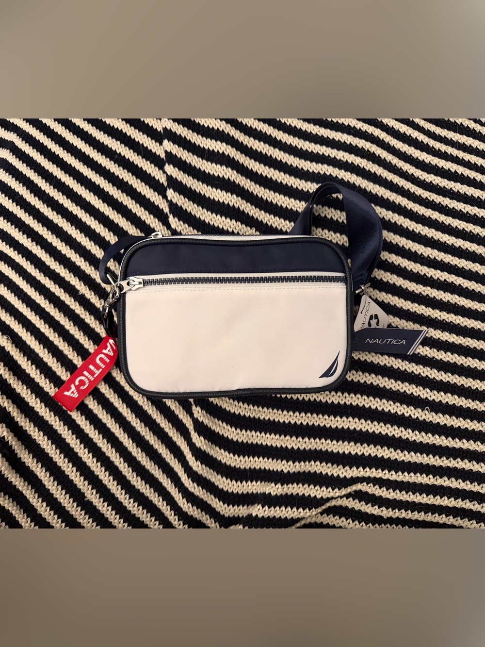 Nautica Navy and White Small Crossbody Belt Bag